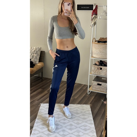 Adidas Track Pants Blue White Stripe Athletic Joggers Training Workout - Picture 1 of 10